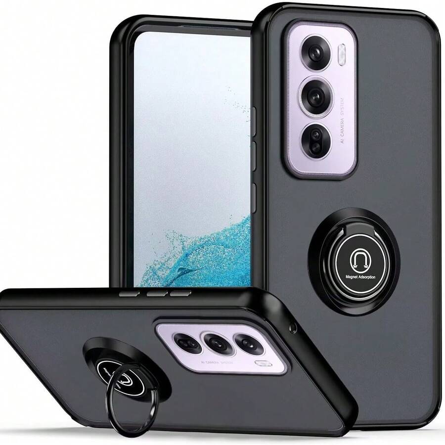 OPPO Reno 12 5G 手机壳，TPU + 硬质 PC 磁吸车载支架保护套 - 黑色 - 查看 1