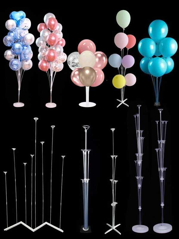 1set Birthday Balloon Stand Kit, Balloon Stand With Base And Pole For Wedding Birthday Party Decoration Base Can Be Filled With Water To Fix Balloon Columns(Some Parts May Be Random)