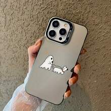 Funda antideslizante para teléfono con diseño de fantasma y cachorro de Halloween. Compatible con phone 15/Plus/Pro/Pro, 14/Plus/Pro/Pro, 13/Pro/Pro, 12/Pro/Pro, 11/Pro/Pro. Elegante y duradera. - Negro - Ver 1