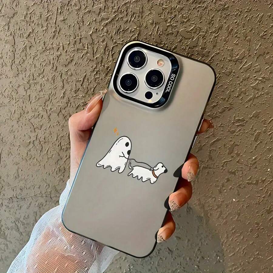 Funda antideslizante para teléfono con diseño de fantasma y cachorro de Halloween. Compatible con phone 15/Plus/Pro/Pro, 14/Plus/Pro/Pro, 13/Pro/Pro, 12/Pro/Pro, 11/Pro/Pro. Elegante y duradera. - Negro - Ver 1