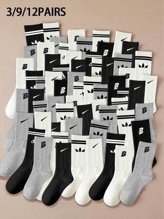 3/9/12 Pairs Solid Color Versatile Socks, Breathable, Comfortable, Absorbent Short Socks Suitable For Daily Wear, Sports, Office, Casual Style, All Seasons Valentines