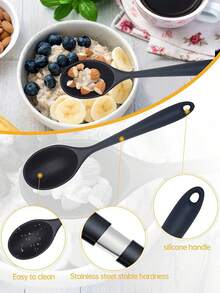 1件套硅胶勺子和滤网，沙拉勺，汤勺，餐勺，不粘厨具搅拌滤网，耐高温硅胶烹饪勺，用于搅拌、烘焙、烤制、品尝、烹饪和盛菜。您可以用它来炖菜、舀咖啡、茶、沙拉、酱汁、糖、盐、蜂蜜