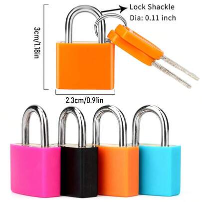 2把迷你挂锁配2把钥匙，适用于健身房、储物柜、行李箱 - 旅行挂锁，适用于旅行和安全防护场景