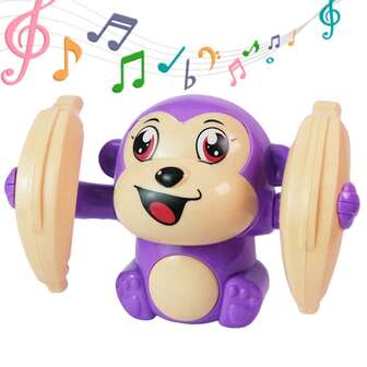 电动翻滚音乐益智玩具，适合男孩互动玩乐，紫色
