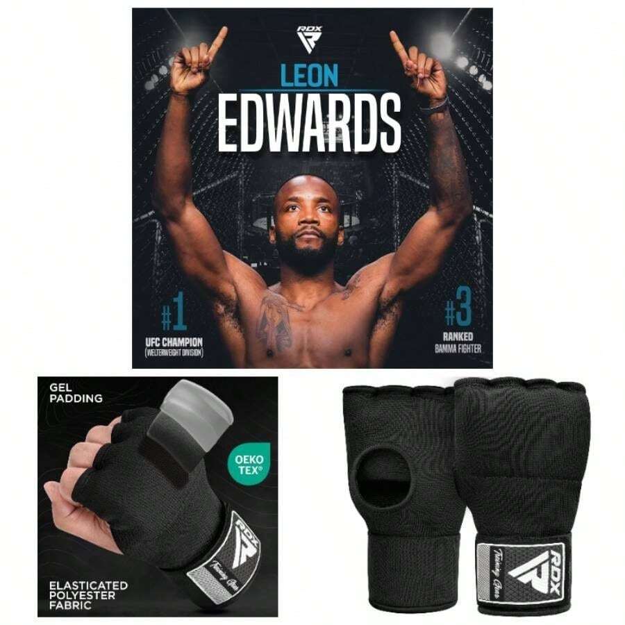 Gel Boxing Hand Wraps Inner Gloves Men Women, Quick 100cm Long Wrist Straps, Elasticated Padded Fist Under Mitts, Muay Thai Kickboxing Martial Arts Punching Training Bandages