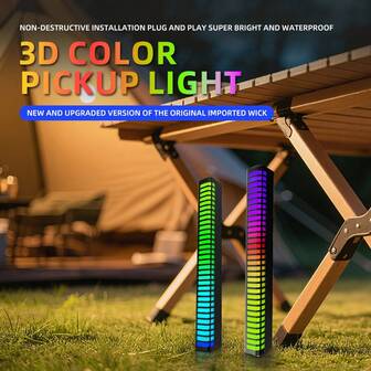 1pc 5V 3D Rhythm Light L026D Plug-In Desktop Atmosphere Light RGB Full-Color Light Multi-Color Transformation Cool Light Effect, New Imported High Brightness LED Wick, Suitable For DJ, Karaoke, Car, Home And Desktop Decoration