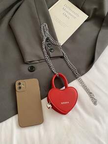 Children's Cross-Body Shoulder Bag, Heart-Shaped Earphone Bag, Fashion Bag, Mini Coin Purse, One-Piece