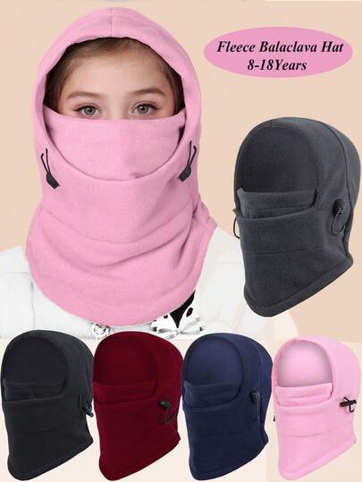1 st helhalsad skidmask med huva, barn, baby, fleece, balaklava, mössa, pojkar, flickor, barn, skidmössa, mössa för utomhusaktiviteter 8-18 år