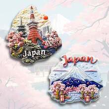 1pc Resin Souvenir Artistic Fridge Magnet Home Decor, Representing Japanese Culture Landmarks Like Tokyo Tower, Mt. , Sakura, Torii Gate, Shrine, Osaka Castle, Carp Flag, Hokkaido, Honshu, Shikoku, Nagoya, Fukuoka, History, Creativity, Cartoon, Kitchen, Office, Shop Decoration - Multicolor - View 22