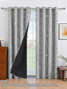 100% Blackout Curtains 84 Inch Length 2 Panels Set Marble Designs Printed Drapes Thermal Curtains For Bedroom With Black Liner Sound Proof Curtains - Solid Color - View 20