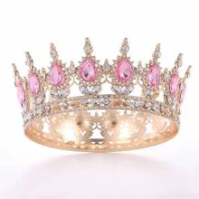 1 pieza Diadema de lujo con diseño de corona de cristal de agua decorativa para dama, decoración de corona real, tocado elegante para novia, evento, fiesta, vestido, coronas, tiara, corona de disfraz, guirnalda para el cabello, corona de flores, accesorio para el cabello, círculo para el cabello, tocado de boda