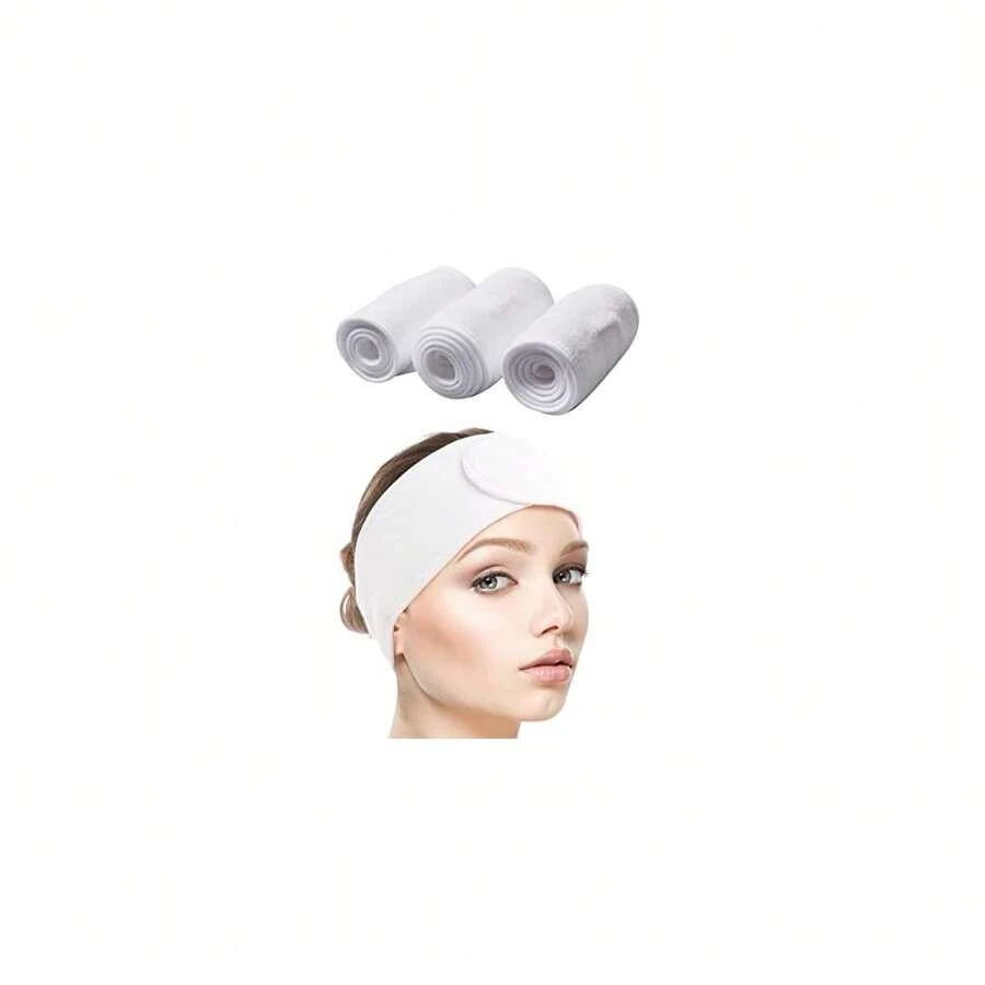 SINLAND Spa Headband For Women Ultra Soft Adjustable Makeup Hair Band With Magic Tape, Stretch Head Wrap For Bath, Shower, Facial Mask, Yoga - trắng - Xem 1