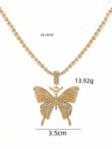 1pc Fashionable Personalized Butterfly Pendant Necklace For Women - Yellow Gold - View 5