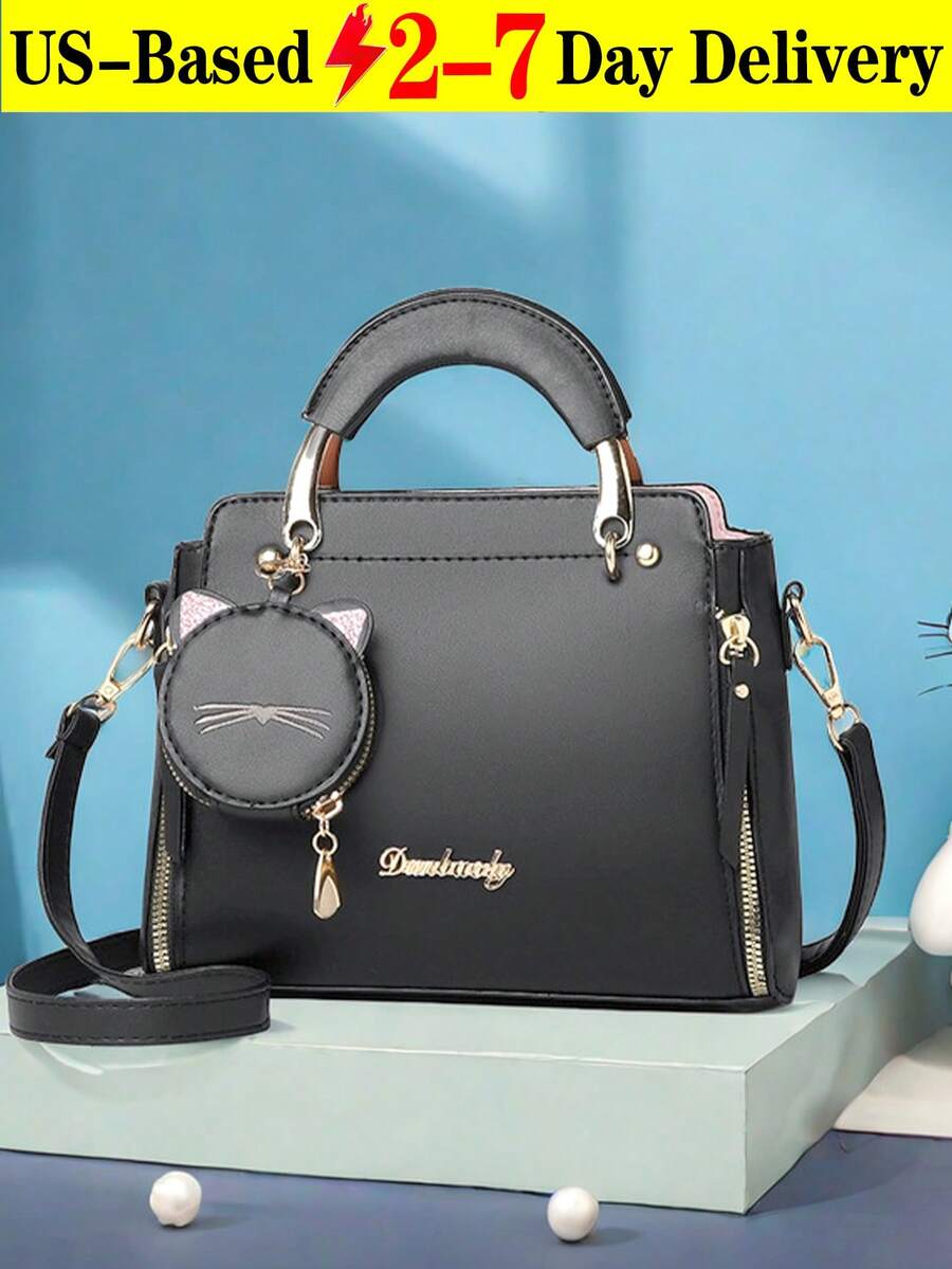 Fashionable Women's Handbag, Sweet And Ladylike, Korean-Style Leisure And Personality, Cat Single Shoulder Crossbody Bag, Tote Bag Fashionable And Versatile,  And Fashionable Women's Handbag, Cute And High-Quality Versatile Fashion Popular Daily New Handbag Single Shoulder Bag.Travel Accessories,Halloween,Halloween Decor,Fall Decor[US Local Warehouse] - 彩色 - 查看 1