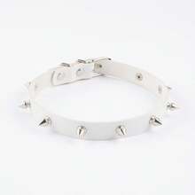 Collar Ladies Punk Spikes Rivets Leather Collar European American Necklace Cosplay Goth Rock Neck Chain Leather Chain - trắng - Xem 12