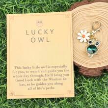 10pcs Set Of Cute Metal Owl Keychains With Heartwarming Pocket Hug Cards, Cartoon Animal Pendants, Best Homecoming Gifts, Friendship Gifts, Birthday Gifts, World Animal Day Gifts, Can Be Given To Friends, Family, Colleagues, Unisex