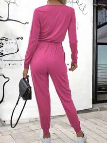 Mono De Mujer Escotado Sexy Comodo y De Moda #SensaciónDelujo #EstiloRomanticoDeSanValentín - Rosa Fucsia N - Ver 3