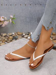 1 Par de Chinelos Femininos com Tira em V Decorada com Strass, Estampa de Letra com Sola de Madeira Macia, Design Antiderrapante e Resistente ao Desgaste, Estilo de Praia e Férias, Adequado para Uso Diário e Passeios