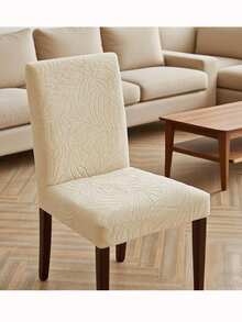 1pc Waterproof Jacquard Dining Chair Cover For Living Room & Dining Room - Light Yellow - View 5