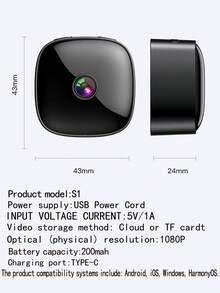 Camera WIFI mini cầm tay độ nét cao 1080P nhìn đêm, có thể điều chỉnh 360°, thích hợp để bàn, treo tường, lắp đặt trên trần nhà, báo động phát hiện di động, hỗ trợ thẻ TF và lưu trữ đám mây, thích hợp cho phòng ngủ gia đình, hành lang, cũi trẻ em, văn phòng - màu đen - Xem 12