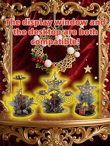 Weihnachts-Neuheit Goldener Metall Hirsch, Schneeflocke, Stern Kerzenhalter, Glas Wand & Gewichteter Fuß, Einzel-/Doppel-Kerzenhalter für Fenster-Display & Tisch-Dekoration