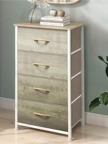 Metal Frame & MDF Wood 4-Drawer Fabric Dresser (17.7"L X 11.8"W X 37.4"H) - Foldable Storage Organizer, Spacious Drawers, Wall-Anchored Safety, Modern Style Oak Greige - Ideal For Bedroom, Living Room, Hallway, Dorm, Entryway, Closet - Xám - Xem 3