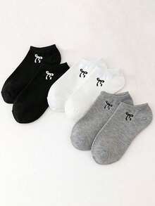 1/15/30双装女士薄款透气舒适防臭短袜，蝴蝶结设计，休闲纯色，适合夏季、春季、秋季、冬季，圣诞礼物 - 彩色 - 查看 5