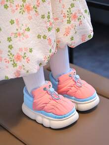 1 Pair Teen Teen/Teen Casual Anti-Slip Plush Lined Closed-Toe House Slippers, Warm Fuzzy Indoor Slippers