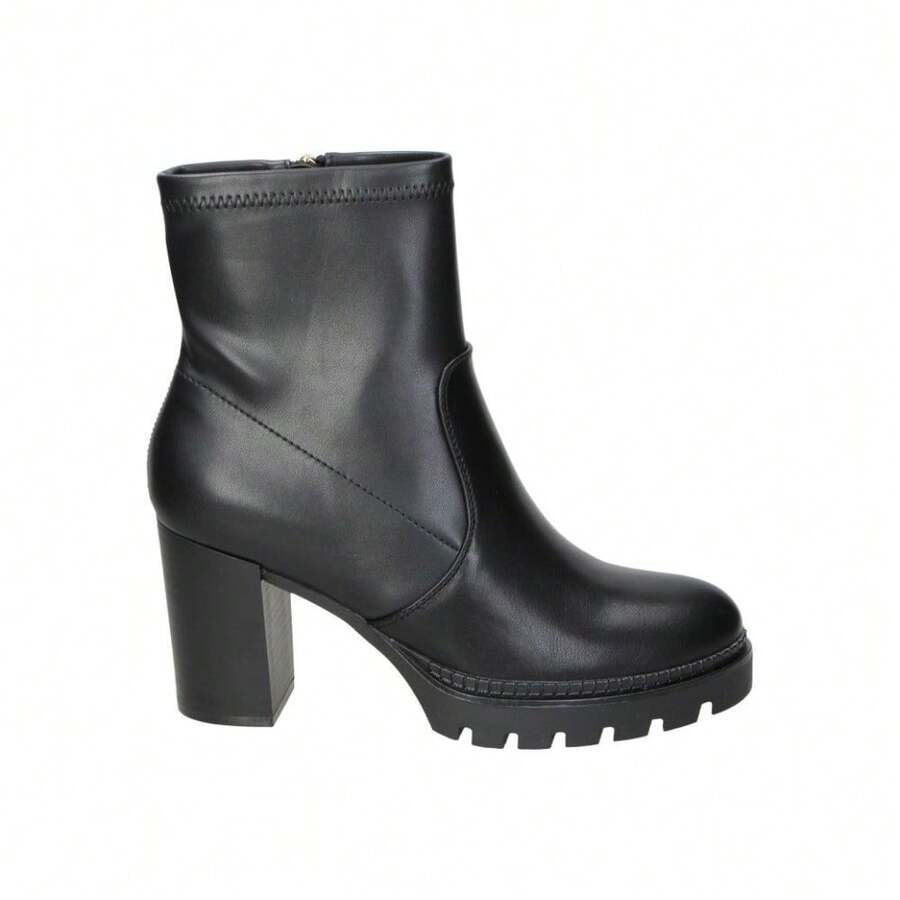 XTI | Bottines à talons hauts pour femme XTI – Bottines noires à talons avec fermeture éclair latérale – Talon haut et confortable – Plateforme – Polyvalentes et combinables – Modèle 144525 - Noir - Voir 1