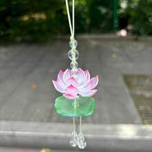 1个粉色莲花珠吊坠，夏季新品粉色莲花手机挂饰、包包挂饰、汽车挂饰、家居装饰挂件 - 彩色 - 查看 8