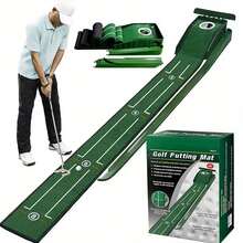 8ft Portable Golf Putting Mat – Indoor/Outdoor Putting Green With Alignment Guides | Realistic Turf & Ball Return For Home/Office | Durable ABS Fabric, Ideal Gift For Golfers, Ideal For Home Or Office And Golfers - Green - View 1