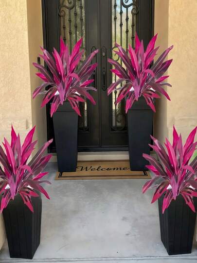 Large Purple Boston Fern Artificial Tree, Paired With Outdoor Artificial Greenery To Create A Realistic Tropical Rainforest Theme, Dracaena Artificial Flowers, Artificial Plants, Perfectly Suitable For Indoor And Outdoor Decoration, Garden, Hotel Decor, Wedding, Photography, Housewarming And Holiday Gifts, Vibrant Leaf Design, Plant Model, Home Decor, Suitable For Seasonal Decoration, Halloween Room Decor, Etc.