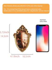 1pc European Classical Style Gold Patterned Asymmetrical Mirror Decoration Photo Frames, Can Be Hung Or Placed On Table As Home Wall Or Vanity Mirror Decoration Best Gifts Birthday Graduation