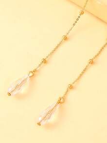 Feather Face Chain With Beads & Tassels, Unique Design, Fashionable Accessory For Women, Suitable For Halloween And Street Style