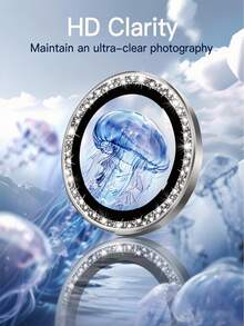 3片装相机镜头保护膜，兼容 17 Pro Max、17、17 Air、17 Pro、16 Pro Max、16、16 Pro、16 Plus、15 Pro Max、15 Pro、15 Plus、14、13、12、11，闪亮独立9H钢化玻璃金属保护壳，高清透明（白色） - 銀色 - 查看 2