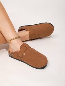 roulvxiang 2025 Wide Fit Plus Size Women Slip-On Flat Mules Casual Slippers, Suitable For Indoor And Outdoor Wear, Spring/Autumn