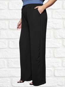 Duna Women's Plus Size Wide Leg Pants Kit 3 - White Black Military Green - View 6