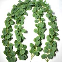 78.7 英寸人造桉树花环绿植仿花环散装银元桉树叶藤蔓植物适用于家居餐桌派对婚礼拱门墙壁花园室内外装饰 - 綠色 - 查看 12