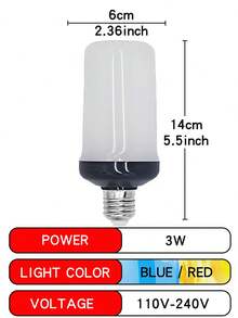 1pc/2pcs/3pcs/4pcs LED Flame Light Bulbs, Yellow/Blue Flickering Light Bulbs With Upside Down Effect, 4 Modes Fire Light Bulbs, E26/E27 Base Flame Bulb For Halloween, Christmas, Party, Indoor And Outdoor Home Decorations