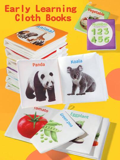 6pcs Newborn Early Education Cloth Books Set - 0-6 Months Baby Waterproof Tear-Resistant Cognitive Toys, 6 Themes Crinkle Paper Grab Training, Milestone Gift For Newborn, Christmas/Halloween/Thanksgiving Holiday Gift