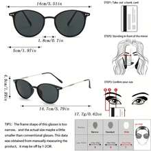 Gafas con montura redonda de metal ultraligero, estilo milenario, unisex, adecuadas para uso diario y fotografía callejera - Marco negro con lentes grises - Ver 4