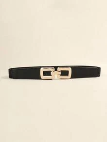 1 件女士对称扣休闲弹力腰带，适合夏季、秋季、万圣节等场合穿着