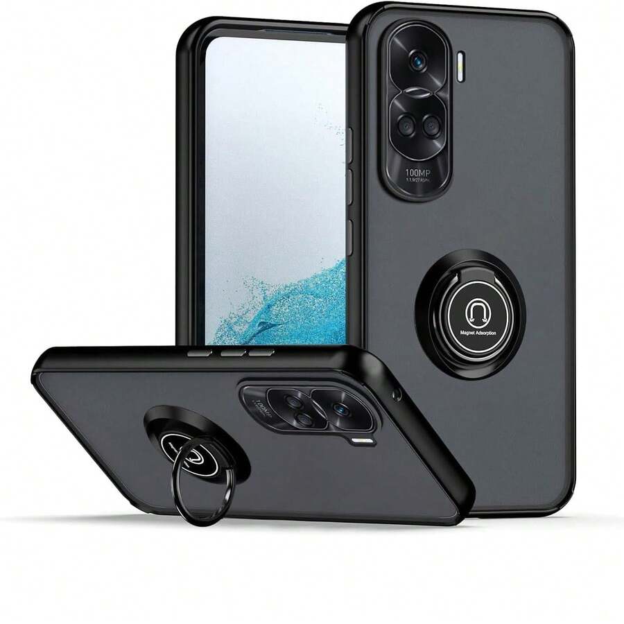 Support de voiture magnétique pour anneau, étui pour Honor 90 Lite 5G, TPU + PC dur - Noir - Voir 1