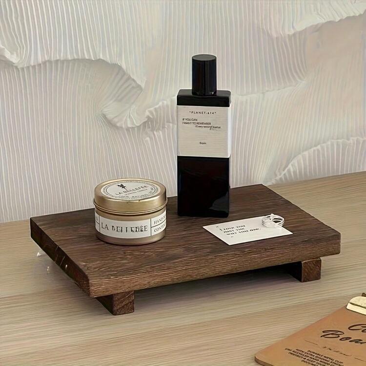 1 khay đựng đồ dùng nhà tắm bằng gỗ cổ điển, giá đựng đồ trang điểm cho phòng tắm, nhà bếp, trang trí nhà cửa, khay đa năng, thích hợp để trang trí phòng tắm, trang trí nhà cửa, trưng bày trên bàn, phù hợp với lễ Halloween, Giáng sinh và các ngày lễ khác - màu nâu - Xem 12