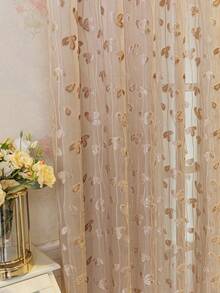 1 tấm rèm vải voan họa tiết hoa anh đào phong cách Châu Âu cho phòng khách, phòng ngủ, ban công, phòng ăn, rèm ngăn cách dày dặn trong suốt, rèm vải Jacquard màu xám phong cách Châu Âu đơn giản, trang trí nhà cửa - Cà phê nâu - Xem 4