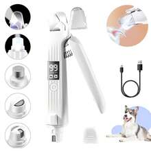 1 件二合一宠物指甲钳，猫狗指甲磨床带 LED 灯，USB 充电，防溅保护，适用于小型、中型和大型犬和猫，日常家居使用 - 彩色 - 查看 2