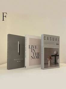 3Pcs Minimalist Faux Book Set, Black White Decorative Books For Home Decor, Hotel Villa Bookshelf Desk Display Prop - Multicolor - View 16