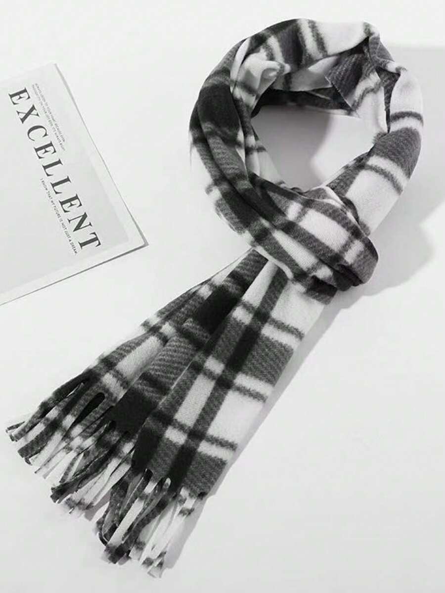 经典格子围巾，百搭男友礼物，高品质双面保暖围巾，男女皆宜，适合秋冬季 - 彩色 - 查看 1