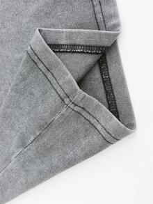 VHUTHK (220 Pure Cotton T-Shirt) 'GENUINE' Letter And Portrait Print, Suitable For Men's Casual, Comfortable, And Fashionable T-Shirt, Street Style Cotton - 灰色 - 查看 3