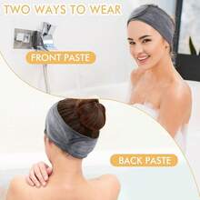 SINLAND Spa Headband For Women 3 Counts Adjustable Makeup Hair Band With Magic Tape,Head Wrap For Face Care, Makeup And Sports - 多彩*3 - 查看 4